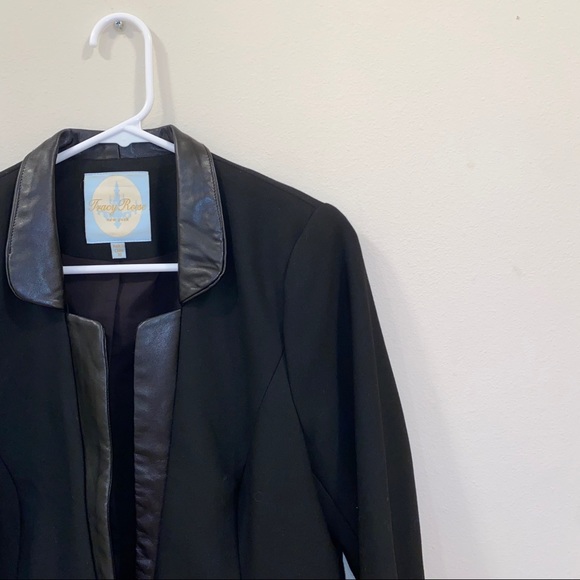 Tracy Reese black 100% lamb leather blazer sz 10 - Picture 4 of 13